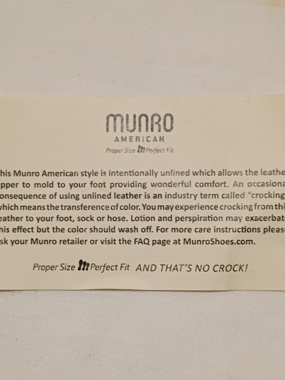 Munro Cream and White Shoe Insert with Logo